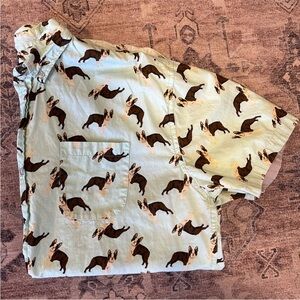 Dog Print Short Sleeve Shirt Button Down NWOT